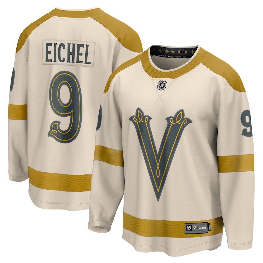 Men Vegas Golden Knights 9 Jack Eichel Fanatics Branded Cream 2024 NHL Winter Classic Breakaway Player Jersey